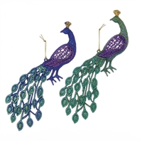 Kurt Adler - Peacock Ornaments - Set of 2