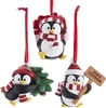 Kurt Adler - Penguins with Hat and Scarf Ornaments- Set of 3