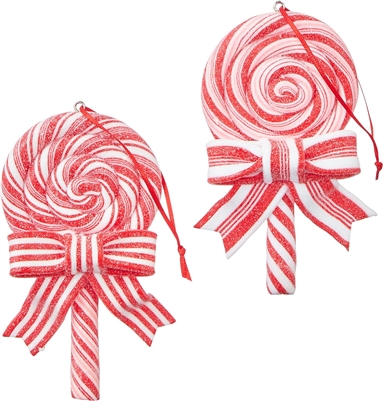 RAZ Imports - Peppermint Lollipop Ornaments - Set of 2