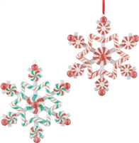 RAZ Imports - Peppermint Snowflake Ornament - Set of 2