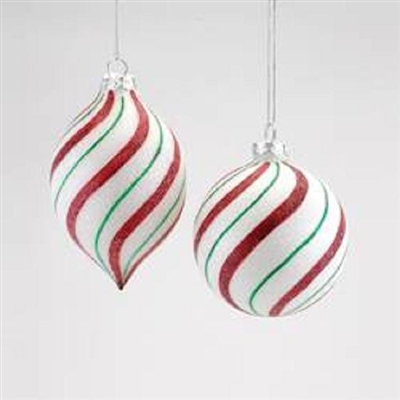 Peppermint Striped Glass Ornaments