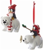 Kurt Adler - Polar Bear with Penguin Ornament - Set of 2