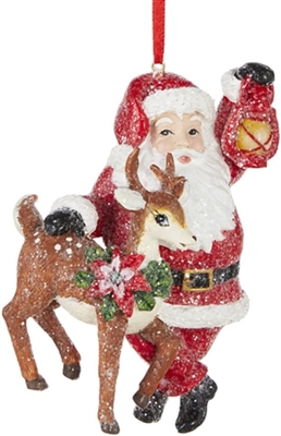 RAZ - Santa and Reindeer Ornament