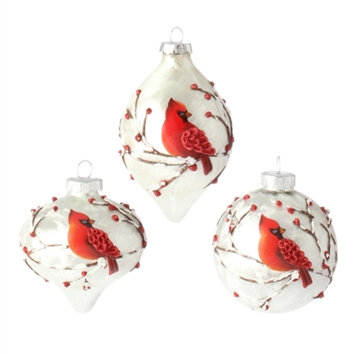 RAZ - 3" Cardinal Ornaments - Set of 3