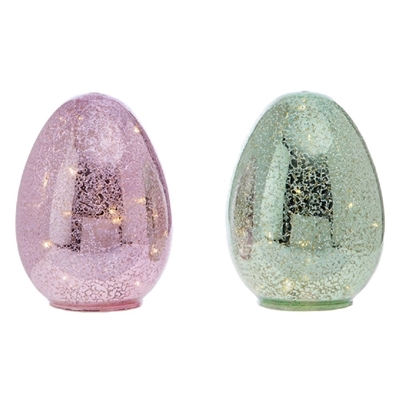 RAZ Imports 7" Lighted Mercury Glass Eggs