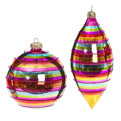 RAZ Imports - Striped Ornaments - Set of 2