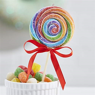 RAZ Imports - 7" Rainbow Swirl Lollipop Ornament