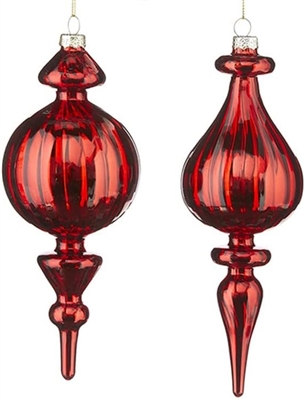 Raz Imports - Red Finial Ornaments 8.5 Inch - Set of 2