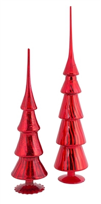 Red Glass Table Top Finials - Set of 2