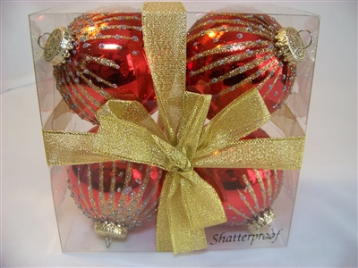 Red Starburst Christmas Ornaments - Shatterproof