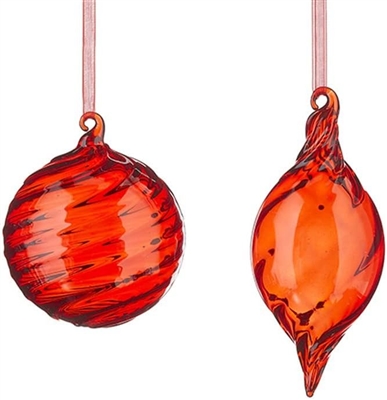 RAZ Imports - Red Ribbed Mercury Glass Trees - Set of 2