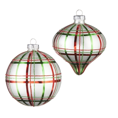 Raz Imports - Red and Green Finial Ornaments - Set of 2