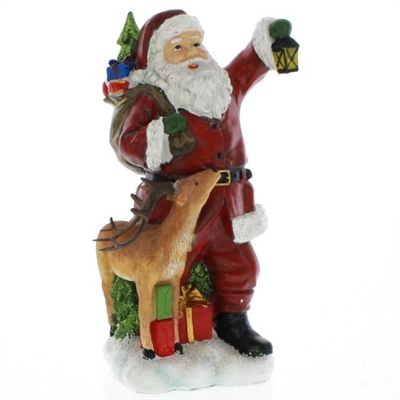 Resin Santa Holding Lantern