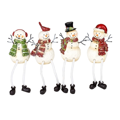 Resin Snowman Shelf Sitters - Set of 4