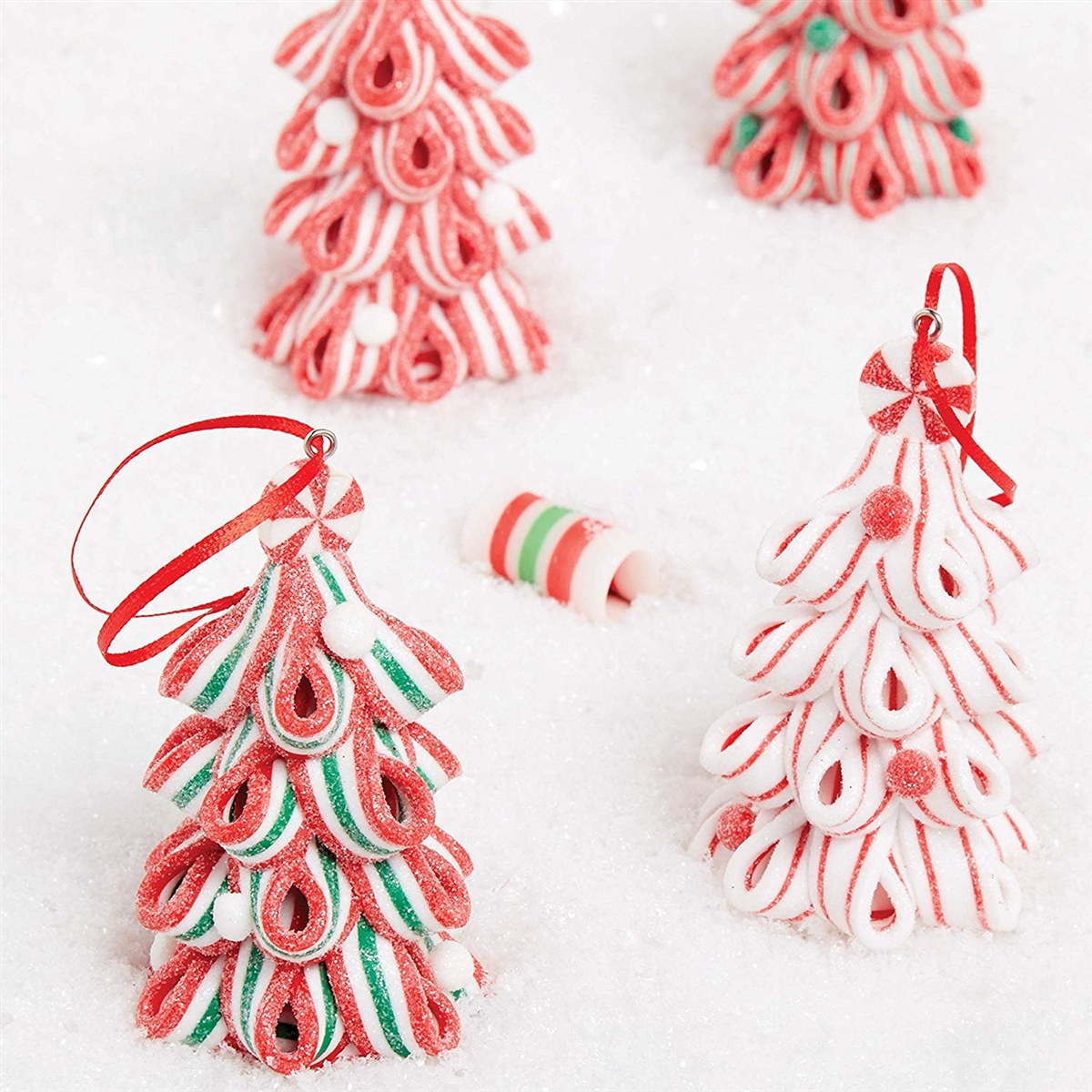 Raz 4 Set of 3 Red and White Ribbon Candy Christmas Ornament
