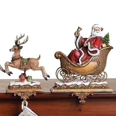 Roman - 2 piece Santa and Reindeer Stocking Holder Set