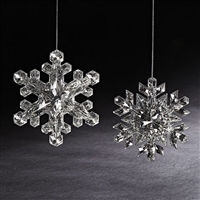 Roman 6"  'Cut Crystal'  Snowflake Ornaments - Set of 2