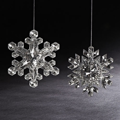 Roman 6"  'Cut Crystal'  Snowflake Ornaments - Set of 2