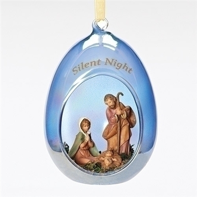 Roman - Fontanini 4.5" Blue Glass Holy Family Ornament