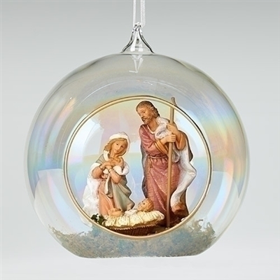 Roman - Fontanini 5" Clear Glass Holy Family Ornament