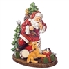 Roman- Santa with Dog Figurine - Sleigh Bells Ring - 8.5"