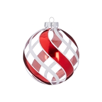 RAZ Imports - 4.5 " STRIPED GLITTER BALL ORNAMENT