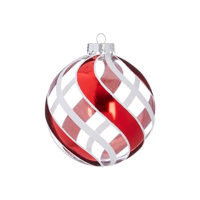 RAZ Imports - 4.5 " STRIPED GLITTER BALL ORNAMENT