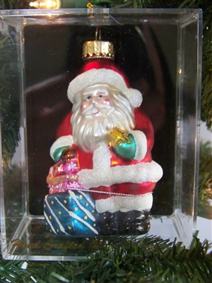 Santa Claus with Presents Christmas Ornament - Mercury Glass