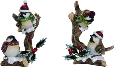 Transpac - Santa Hat Bird Figurines - Set of 2