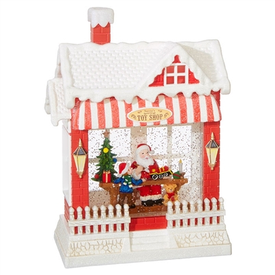 RAZ Imports - 10" Santa's Toy Shop Lighted Water Lantern