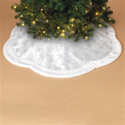 Gerson - 48" Scallop Shaped Silk Sequin Embroidered Tree Skirt