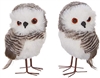 Raz Set of Two Owls Brown and White Furry Assorted 2