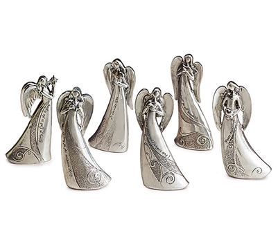 Silver Angel Figurines - Set of 6