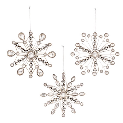 Grasslands Road - Silver Snowflake Ornaments - Set of 3