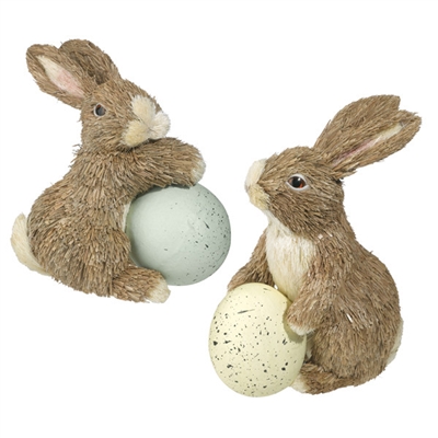 Sisal Easter Bunnies with Egg - Set of 2