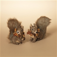 Gerson - Sisal and Fur Squirrel Figurine - set of 2