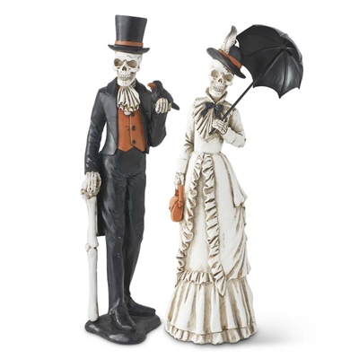 Skeleton Man and Lady Figurines - 13"