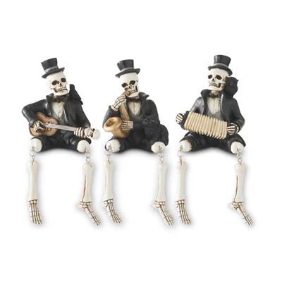 Skeleton Musicians Shelf Sitters - Set of 3