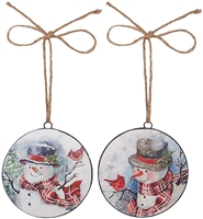 Raz Imports - Snowman Disc Ornaments - 6" - Set of 2