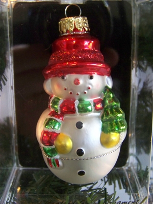 Snowman With Christmas Tree - Mercury Glass