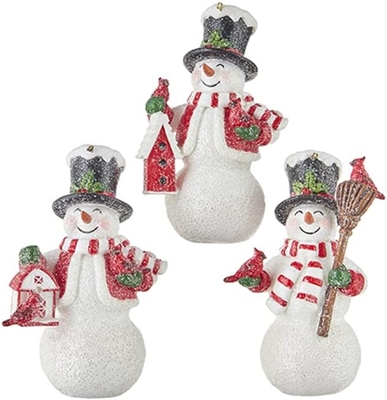 Raz Imports -Snowman with Birdhouse Ornament 5" - Set of 3