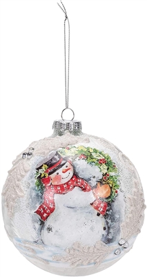 Raz Imports - Snowman with Wreath Ball - 5"