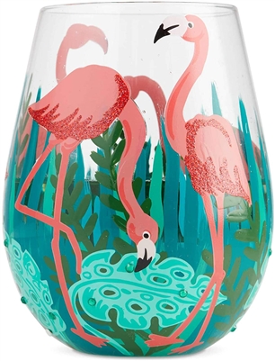 Lolita - Stemless Wine Glass -Fancy Flamingo - 20 Oz