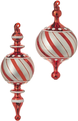 RAZ - Striped Finial Ornaments 7.75 inch - Set of 2