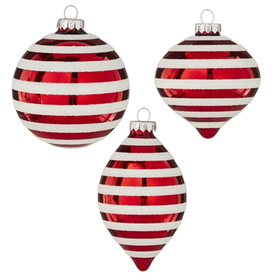 Striped Ornaments 4 inch - Set of 3
