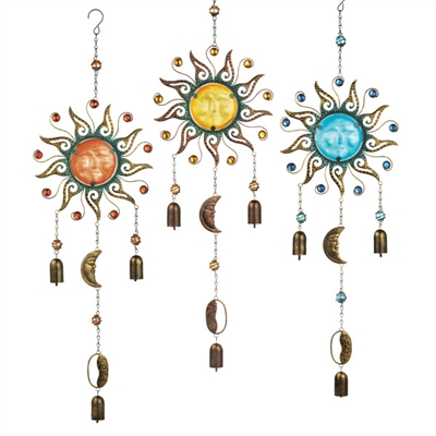 Sun and Bell Wind Chimes - Set of 3