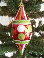 Teardrop Dotted and Striped Christmas Ornament