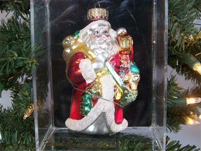 Traditional Santa Christmas Ornament - Mercury Glass