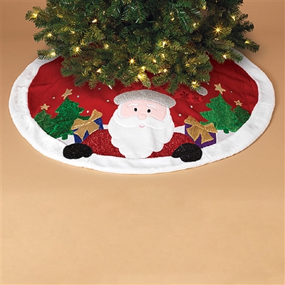 Gerson - 48" Velvet Santa Tree Skirt with Faux Fur Border