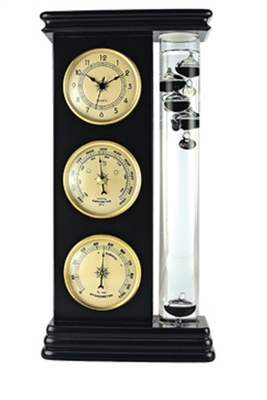 Large Weather Station Combo w/Galileo Thermometer - Black / Gold
